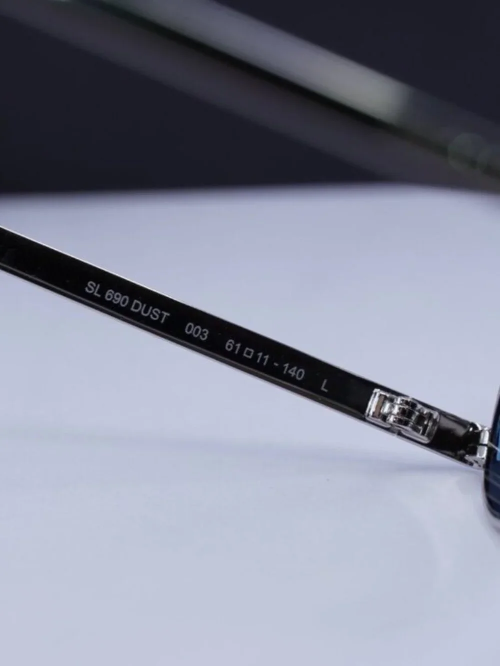 Saint Laurent SL690 DUST 003 Aviator Sunglasses - Silver/Blue